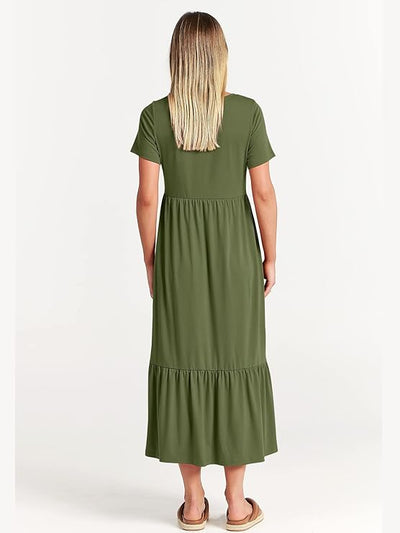 Weiches Kleid Mit Rundhalsausschnitt Für Damen | Midi