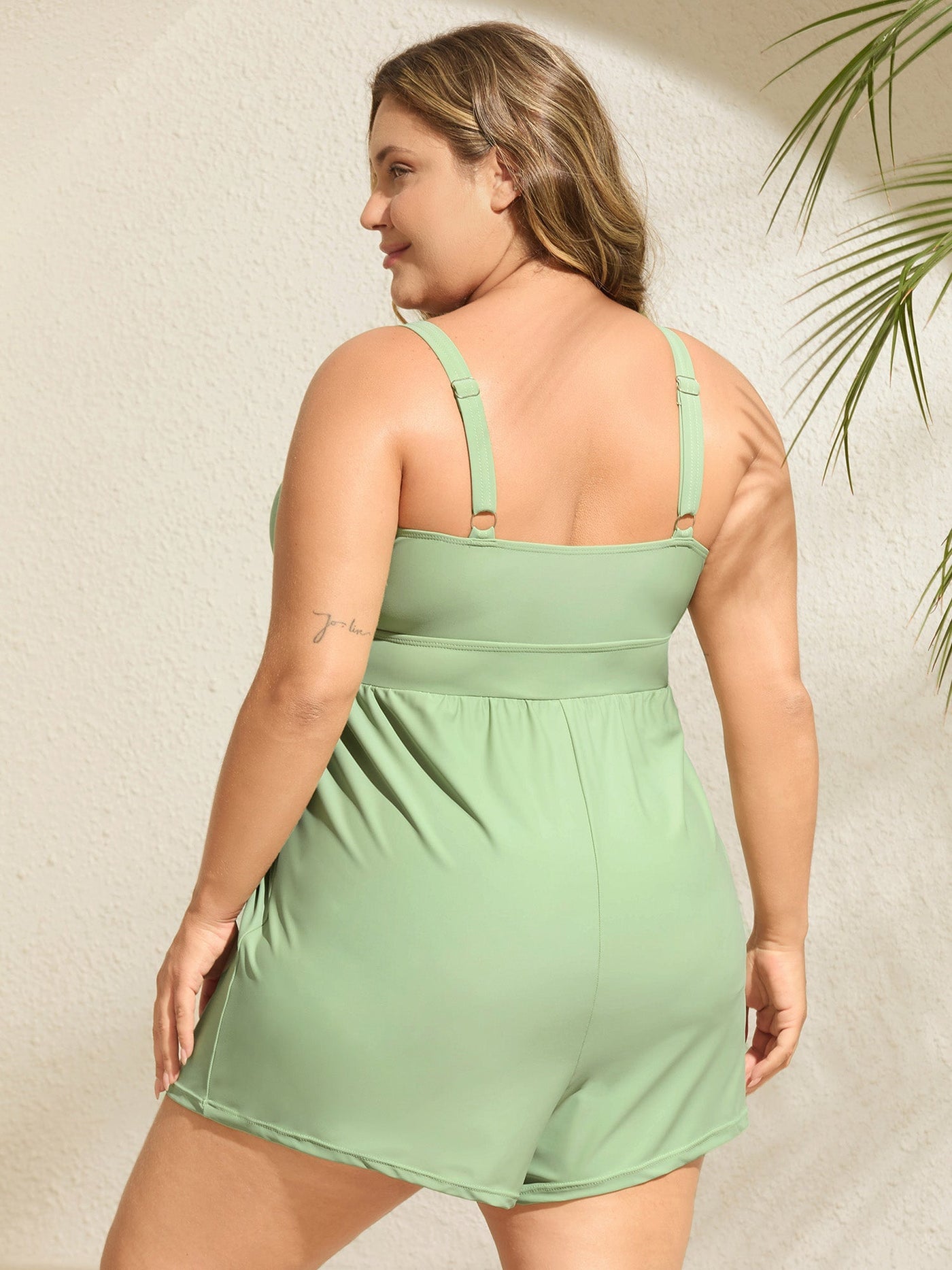 Zavando Einteiler-Badeanzug mit Wickelausschnitt und Gürtel