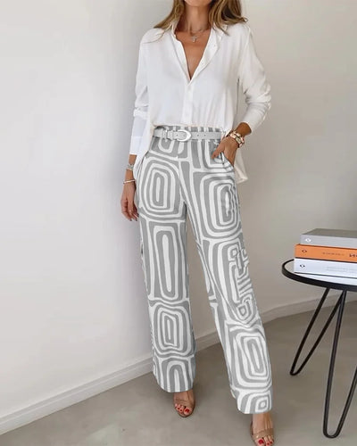 Zavando – Weiches elegantes Set mit locker sitzendem Hemd und weitem Hosen