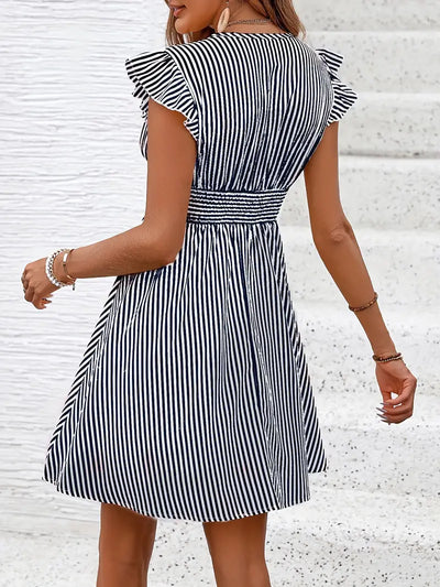 Zavando – Minikleid mit gestreiften Flügelärmeln