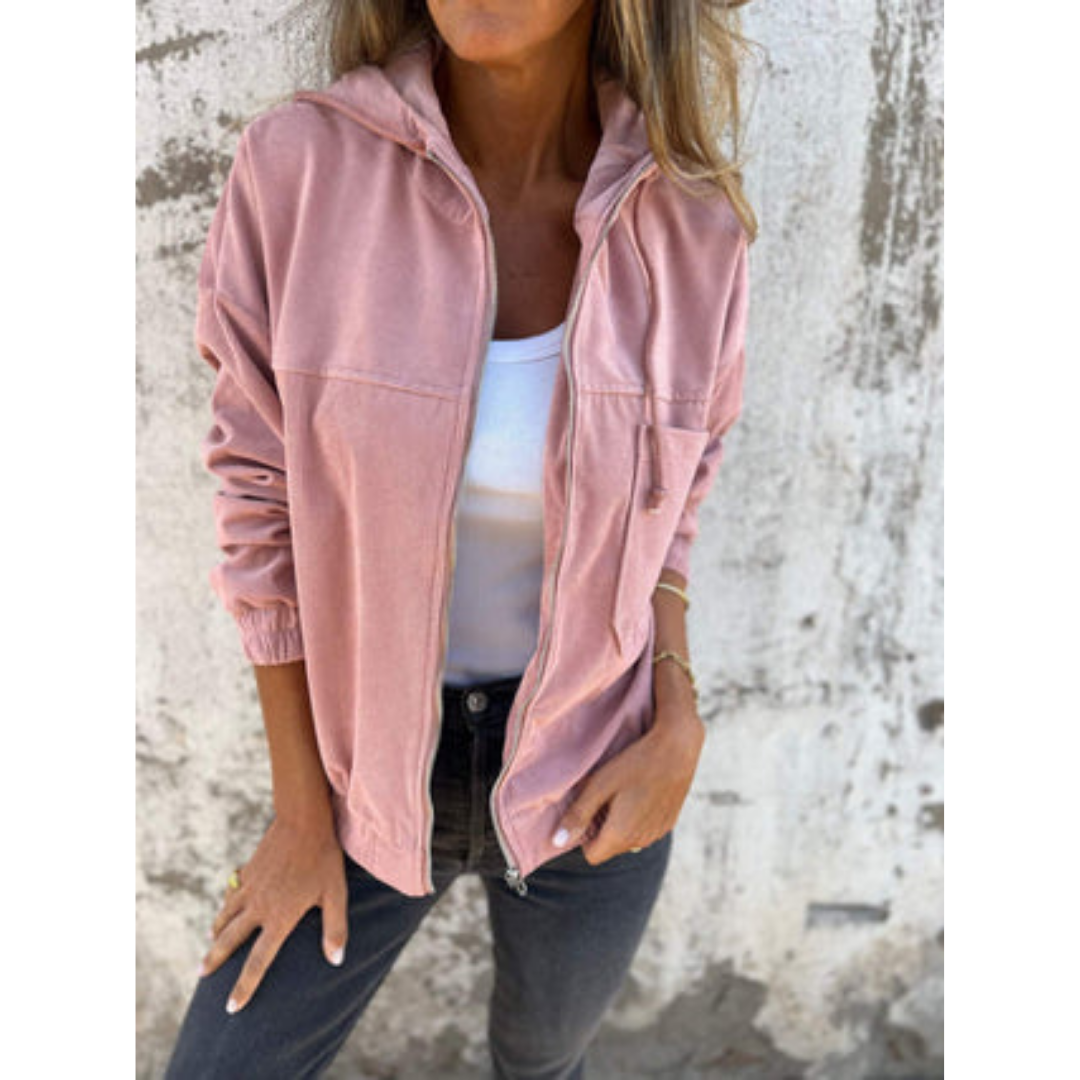 Damen Kapuzenjacke Mit Langen Ärmeln | Reissverschluss
