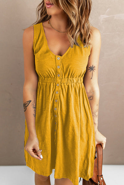 Ärmelloses Minikleid mit Knöpfen für Frauen