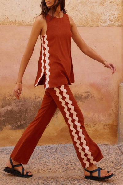 Zavando-Tanktop mit Weitbeiniger Relaxhose Set