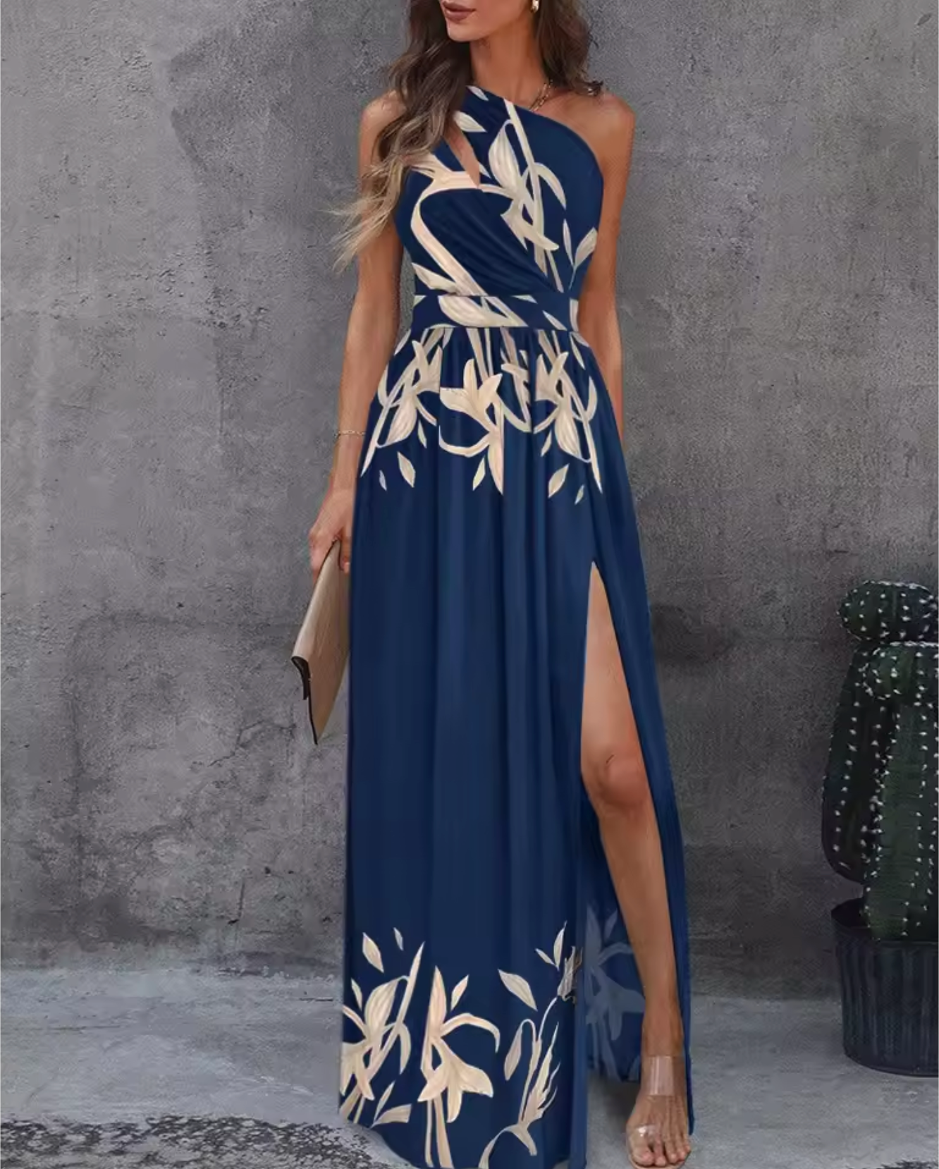 Zavando – Sexy Maxikleid mit einer Schulter