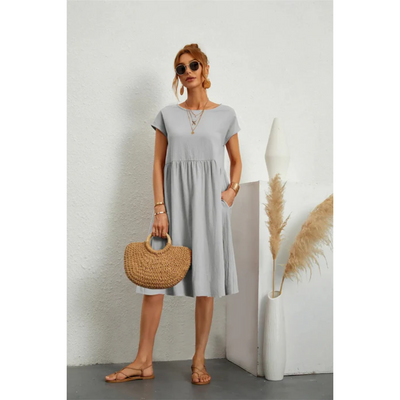Elegantes Sommerkleid Mit Kurzen Ärmeln Für Damen | Midi