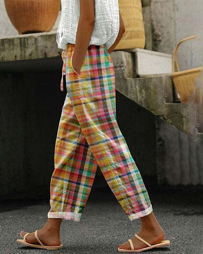 Mehrfarbige Vintage Hose Für Damen | Sommer