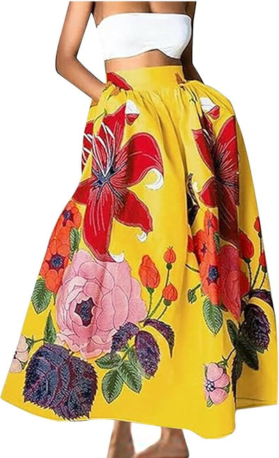 Zavando – Maxirock mit leuchtendem Blumenmuster