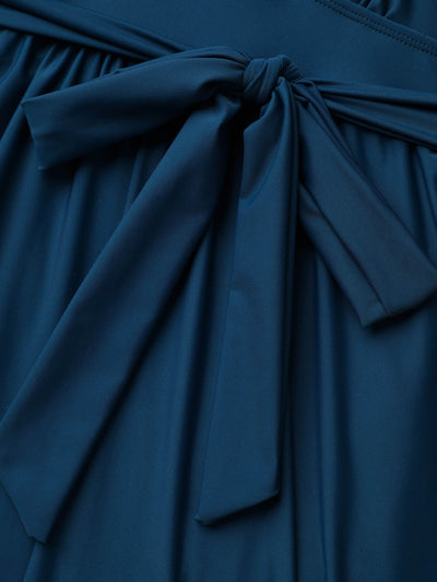 Zavando Einteiler-Badeanzug mit Wickelausschnitt und Gürtel