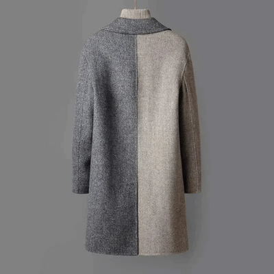 Damen Eleganter Zwei-Ton Langer Mantel | Klassisch