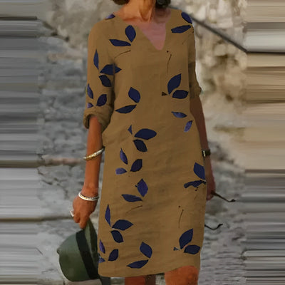 Bedrucktes Kleid Mit 3/4 Ärmeln Für Damen | Mini