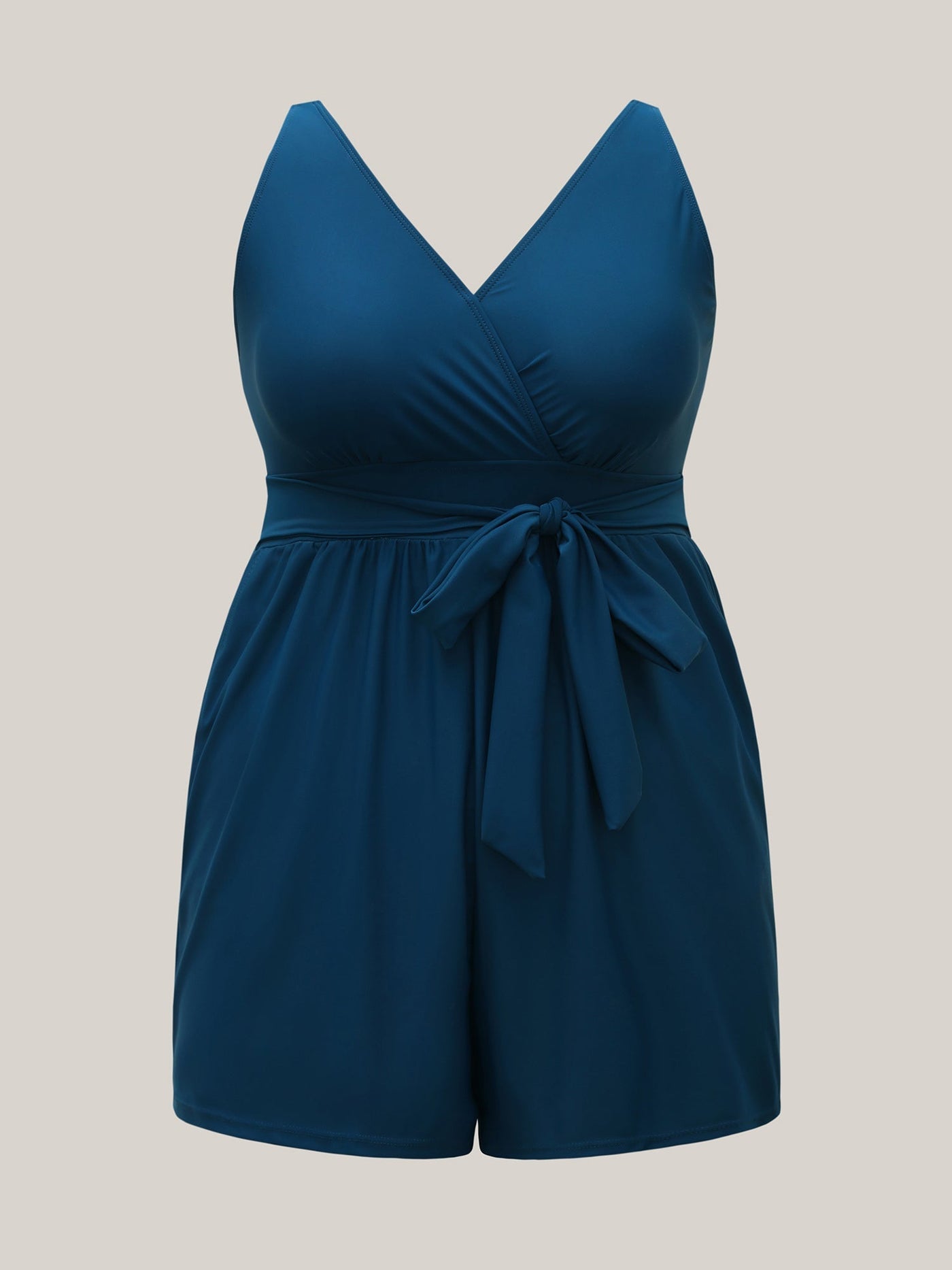 Zavando Einteiler-Badeanzug mit Wickelausschnitt und Gürtel