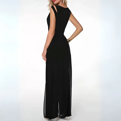 Damen Bodenlanger Jumpsuit mit Rock und Cut-out Schulterdetails