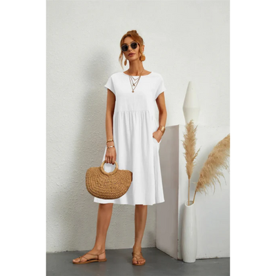 Elegantes Sommerkleid Mit Kurzen Ärmeln Für Damen | Midi