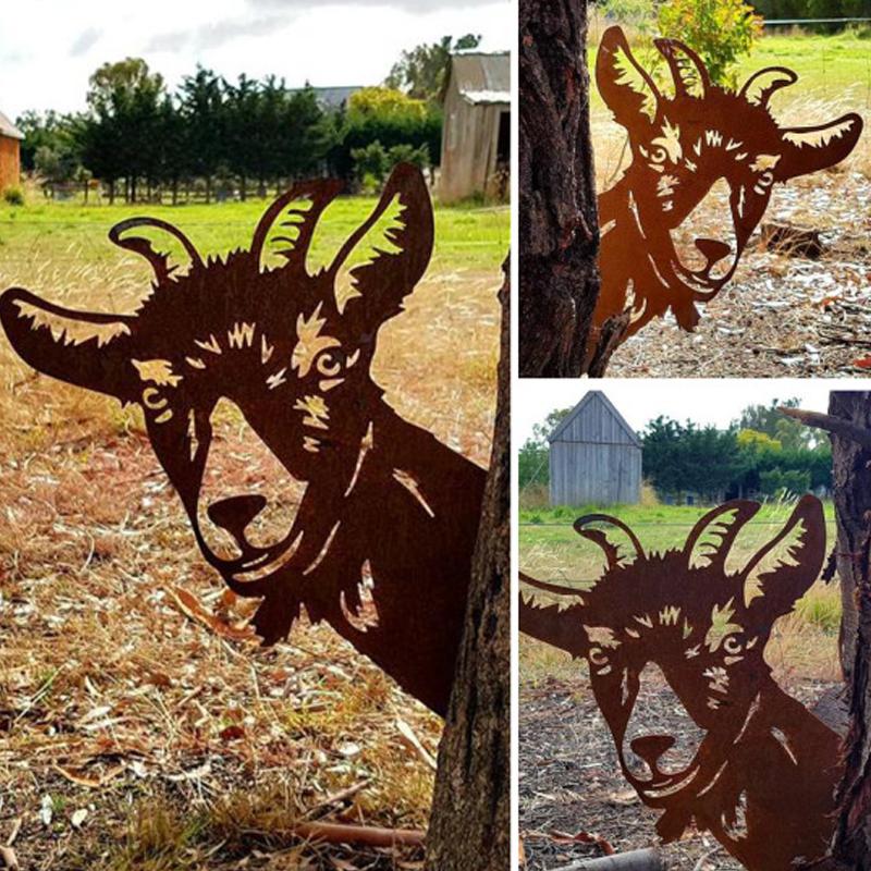 Metall-Kunstwerk für den Garten im Freien, Bauernhof, guckende Ziege, Innendekoration