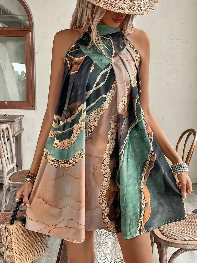Zavando – Künstlerisches Neckholder-Minikleid