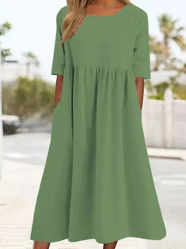 Zavando - Lässiges Baumwoll-Leinen-Kleid