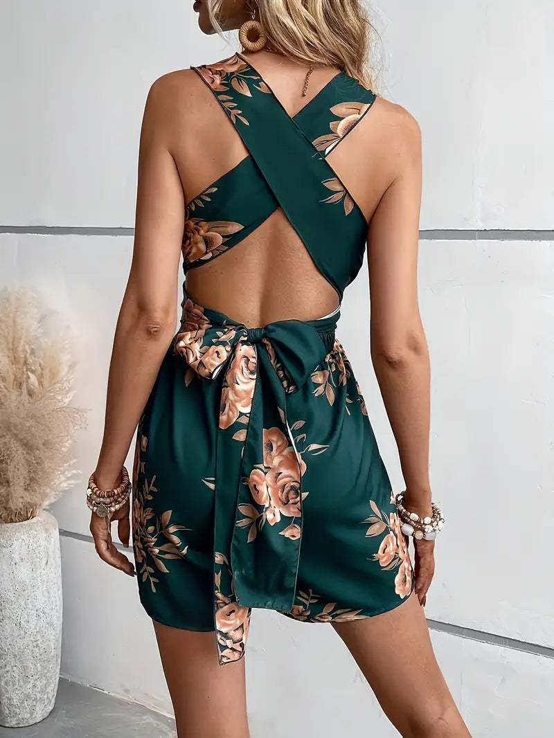 Zavando – Wunderschöner Strampler mit Blumenmuster und überkreuzten Trägern