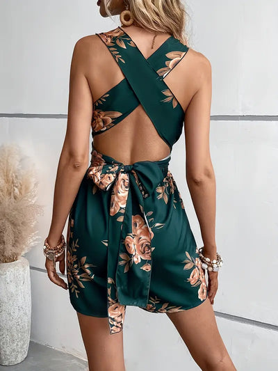 Zavando – Wunderschöner Strampler mit Blumenmuster und überkreuzten Trägern