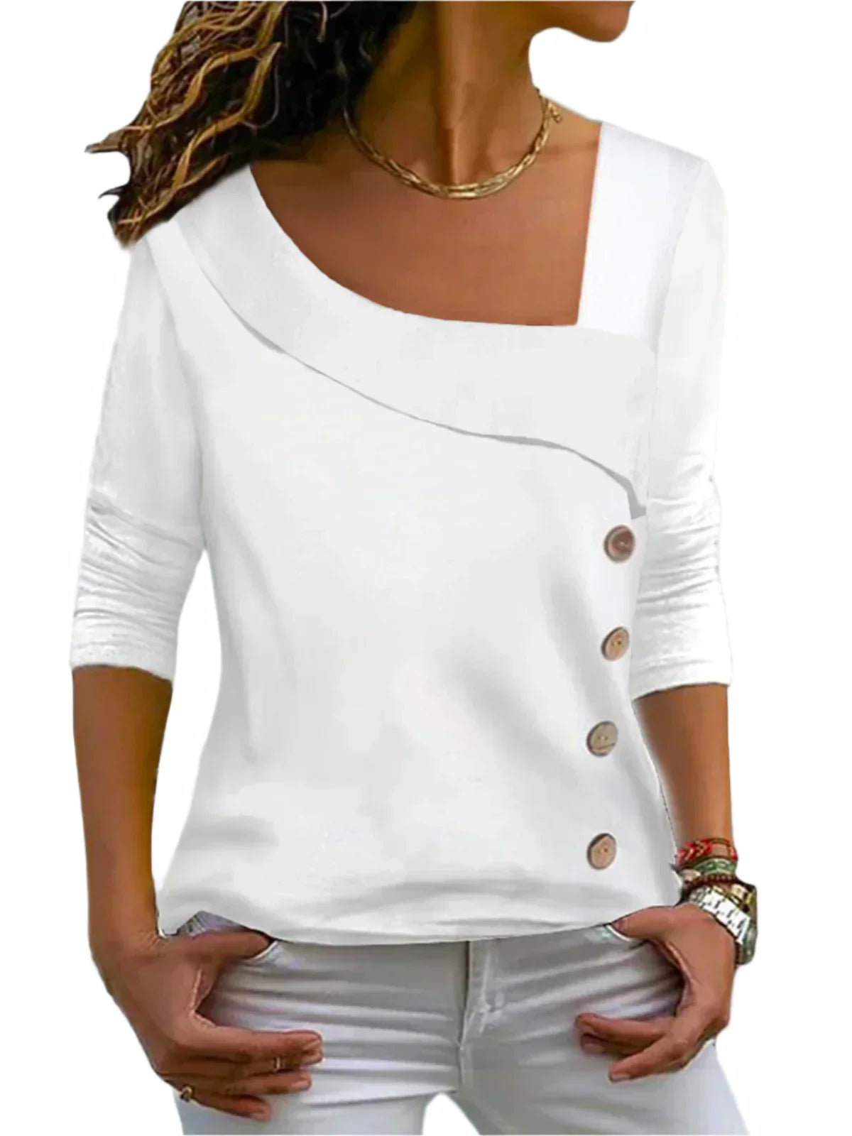 Asymmetrische Bluse Mit Langen Ärmeln Für Damen | Lässig