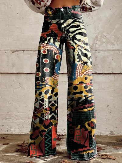 Zavando - Weit geschnittene Hose mit buntem Muster