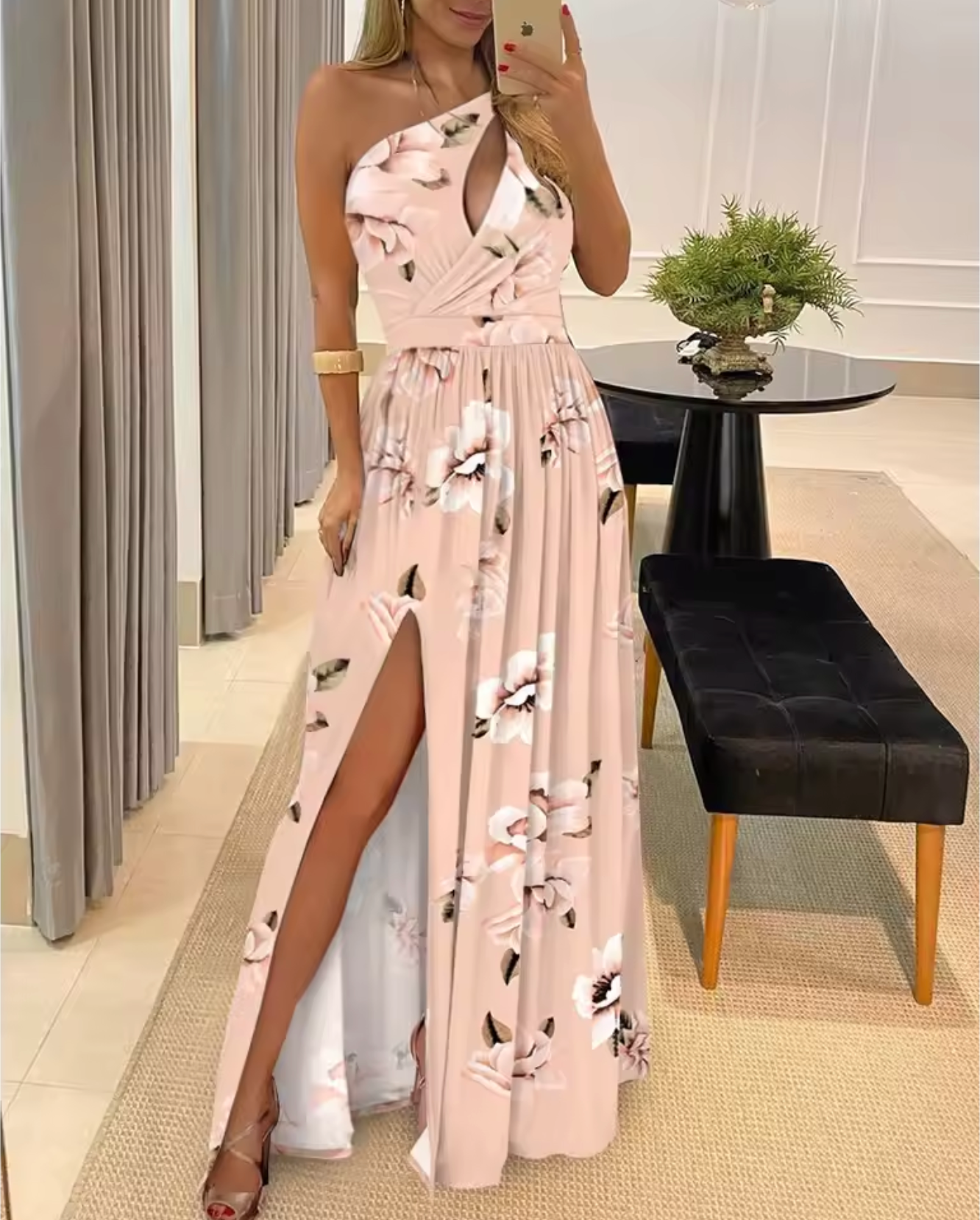 Zavando – Sexy Maxikleid mit einer Schulter