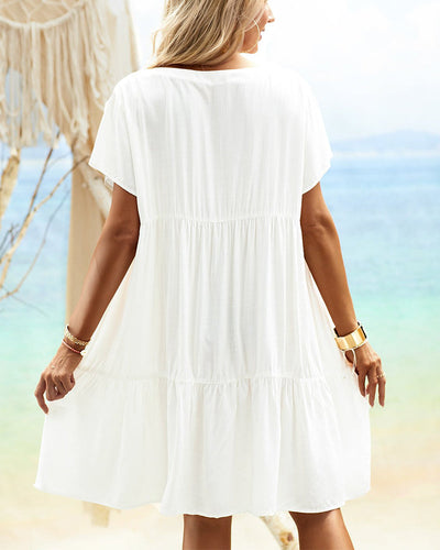 Kurzärmliges Sommerkleid Mit V Ausschnitt Für Damen | Mini