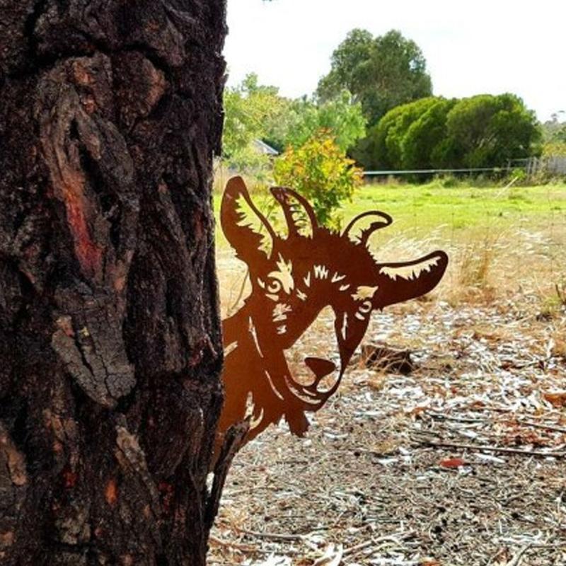 Metall-Kunstwerk für den Garten im Freien, Bauernhof, guckende Ziege, Innendekoration