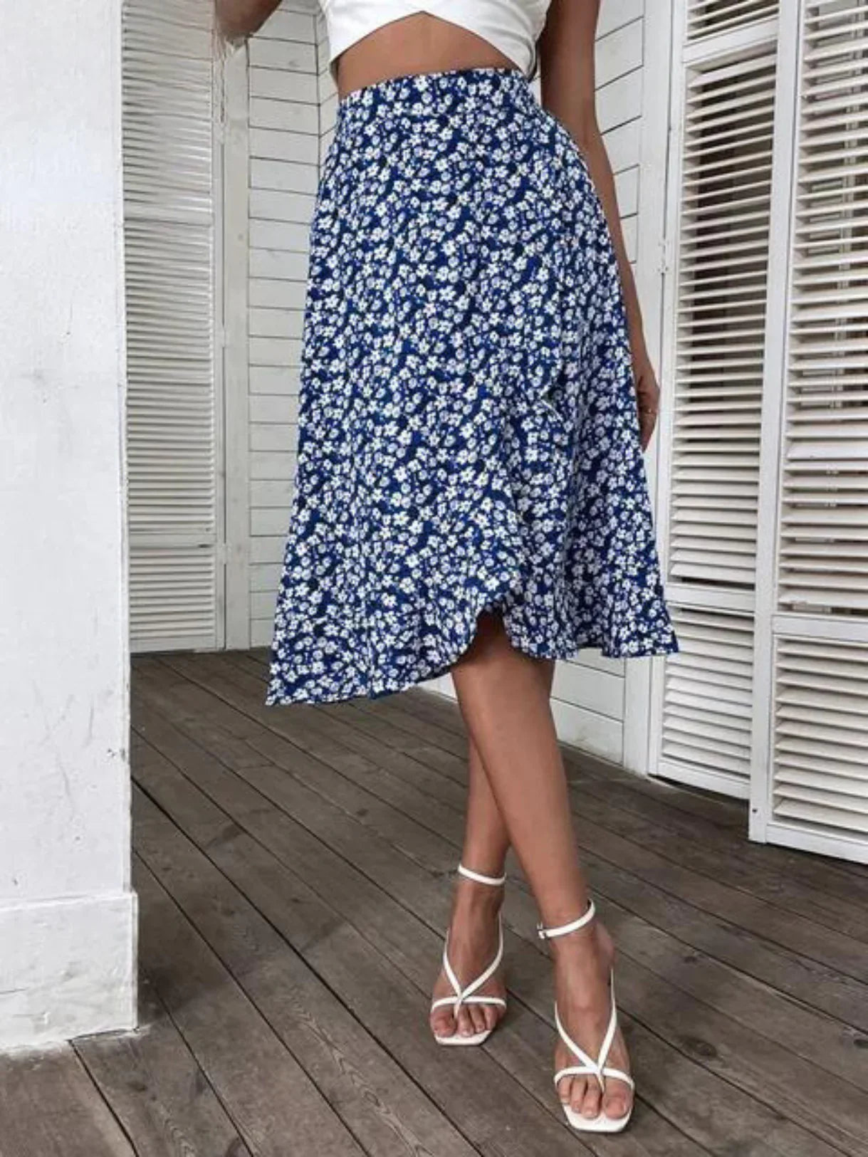 Zavando – Midirock mit Blumenmuster