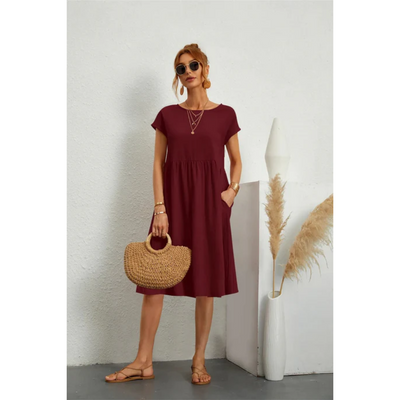 Elegantes Sommerkleid Mit Kurzen Ärmeln Für Damen | Midi