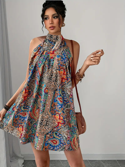 Zavando – Künstlerisches Neckholder-Minikleid