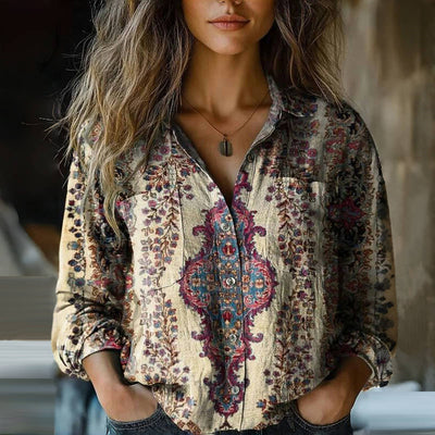Zavando – Vintage-Bluse mit Blumenmuster