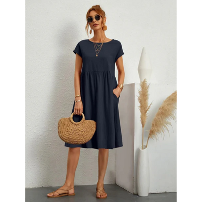 Elegantes Sommerkleid Mit Kurzen Ärmeln Für Damen | Midi