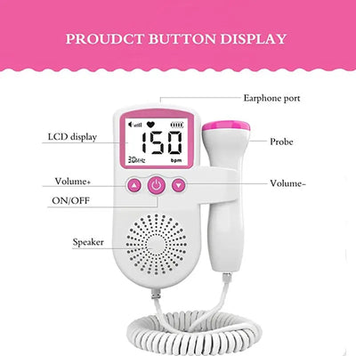 Fötales Doppler-Herzfrequenzmonitor Heimschwangerschaft Baby fetale Herzfrequenz Sounddetektor