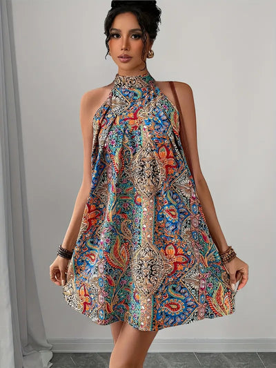 Zavando – Künstlerisches Neckholder-Minikleid