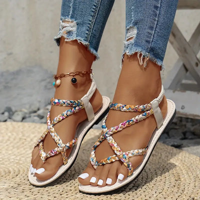 Zavando – Stilvolle Sandalen mit geflochtenen, mehrfarbigen Riemchen