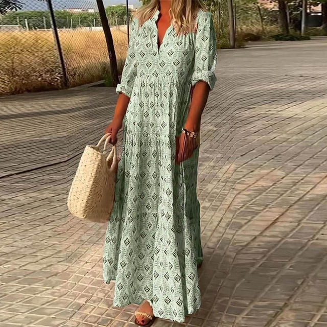 Zavando – Langärmliges Kleid - V-Ausschnitt