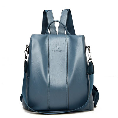 Diebstahlsicherer Lederrucksack für Damen im Vintage-Stil