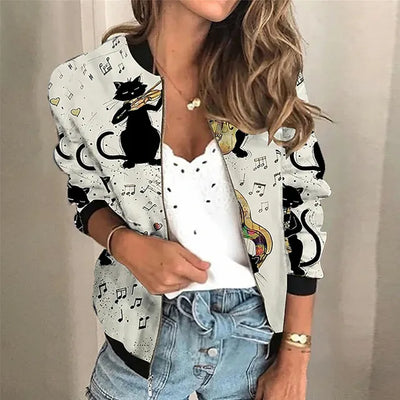 Bomberjacke mit Grafikdruck für Damen