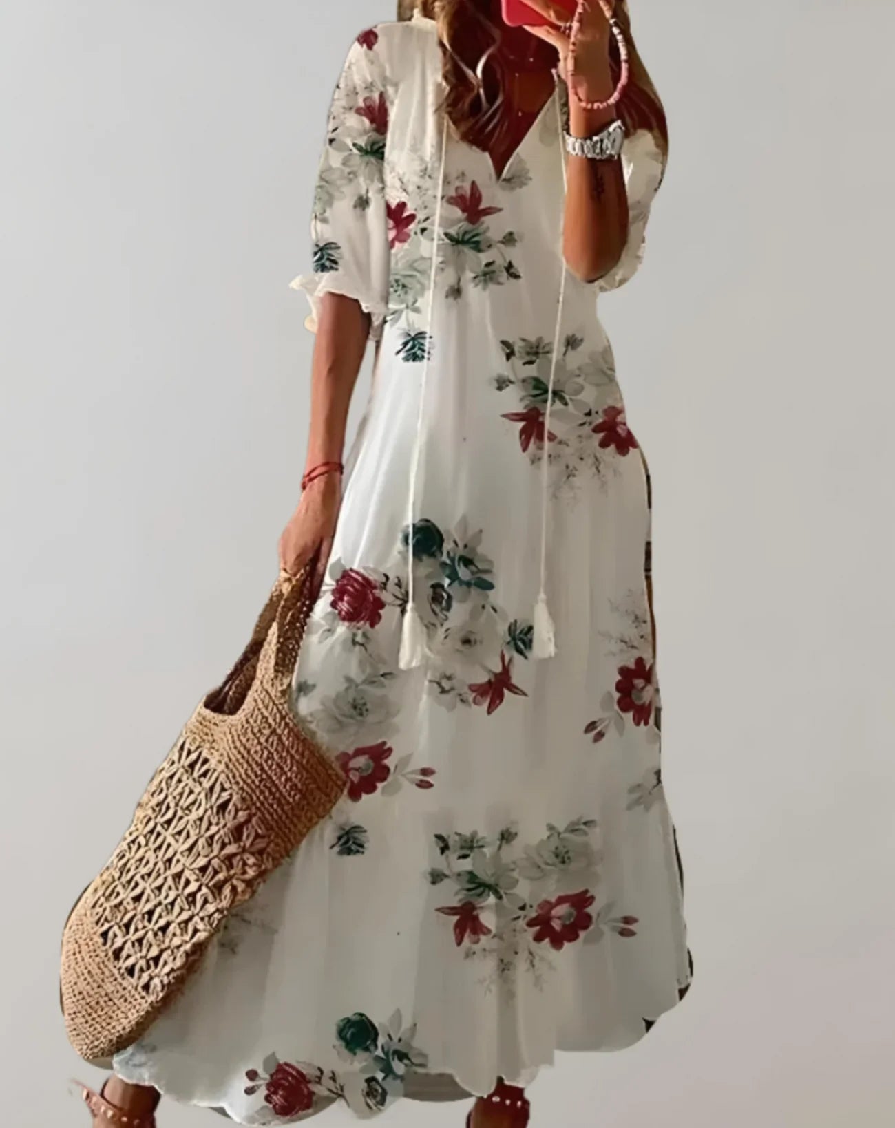 Zavando – Leichtes Maxikleid mit Blumenmuster