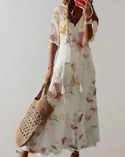Zavando – Leichtes Maxikleid mit Blumenmuster