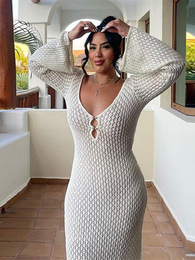 Zavando – Transparentes V-Ausschnitt Kleid