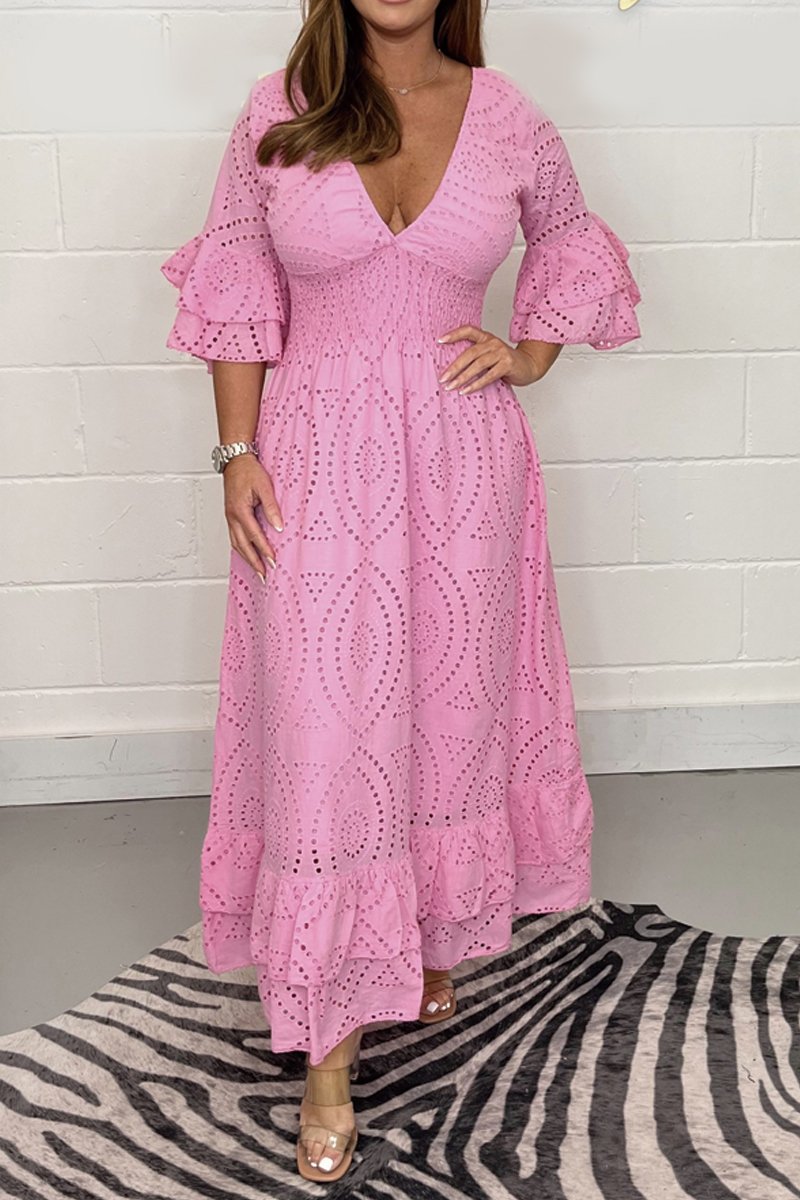 Zavando - Kleid mit V-Ausschnitt und floralem Muster