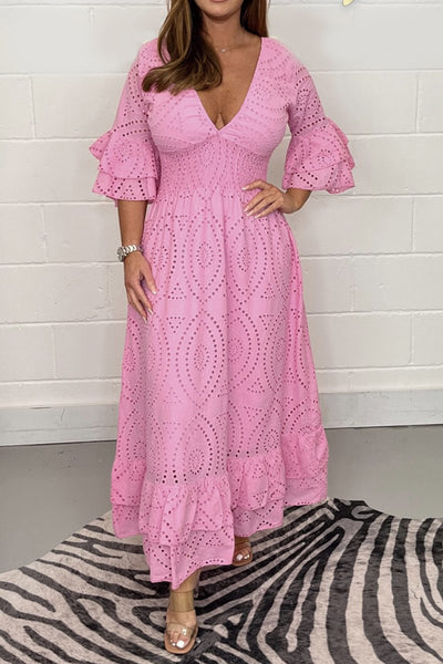 Zavando - Kleid mit V-Ausschnitt und floralem Muster