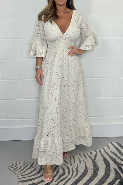 Zavando - Kleid mit V-Ausschnitt und floralem Muster