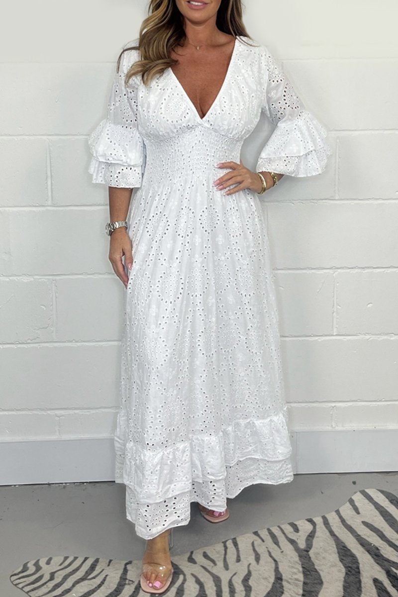 Zavando - Kleid mit V-Ausschnitt und floralem Muster