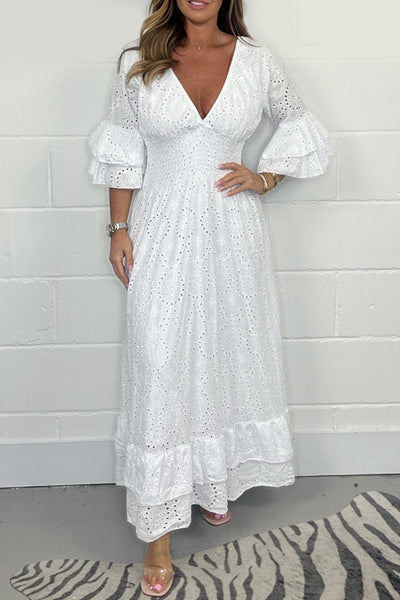 Zavando - Kleid mit V-Ausschnitt und floralem Muster