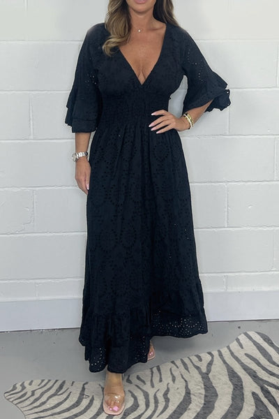Zavando - Kleid mit V-Ausschnitt und floralem Muster