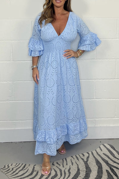 Zavando - Kleid mit V-Ausschnitt und floralem Muster