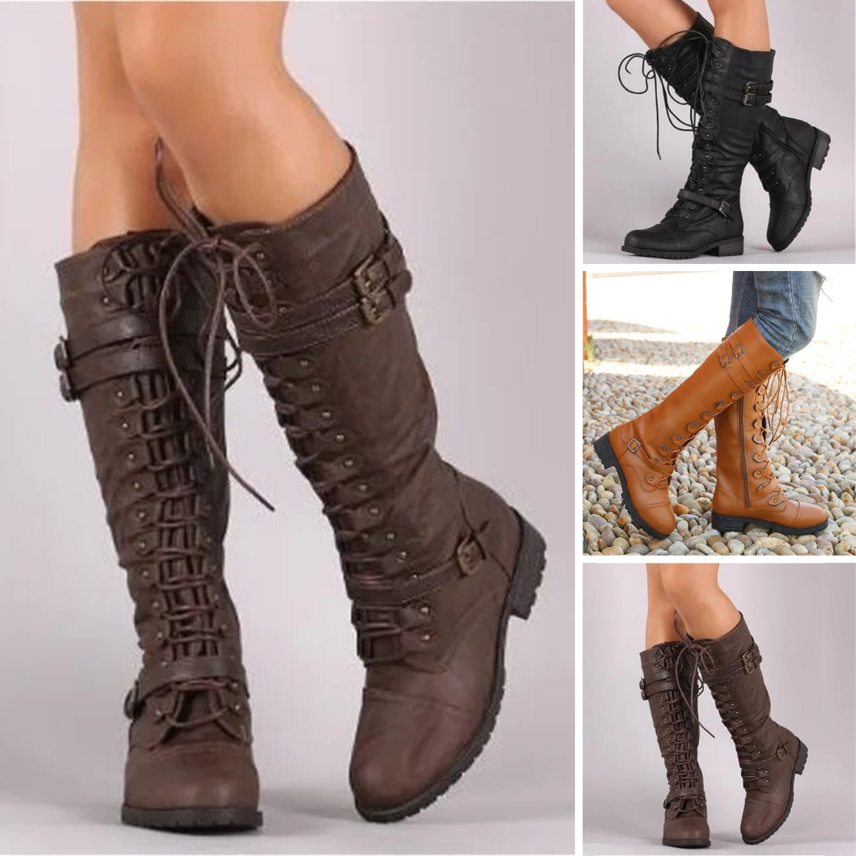 Damen Kniehohe Vegan-Leder-Stiefel für multiple Jahreszeiten