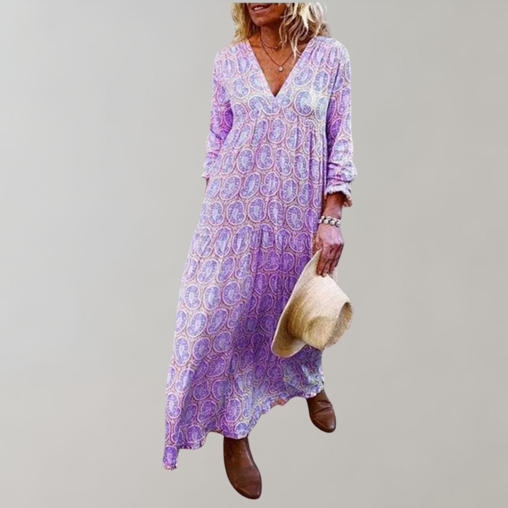 Bequemes Kleid Mit V Ausschnitt Für Damen | Maxi